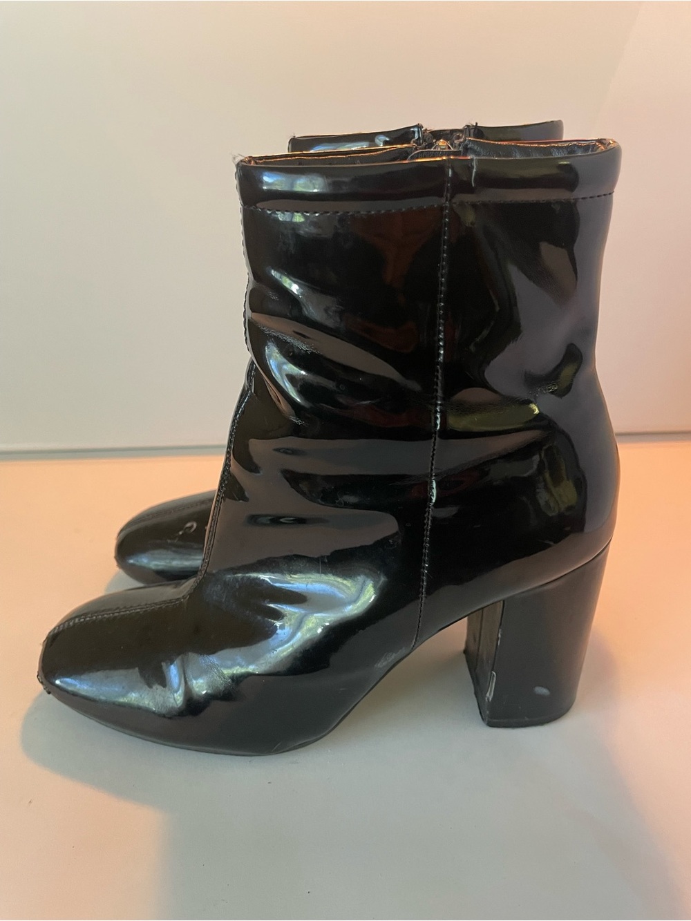 Urban Outfitters Black Patent Heel Ankle Boots